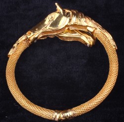 22K Gold Horse Head Jessica Beaded Chain Bracelet - 6