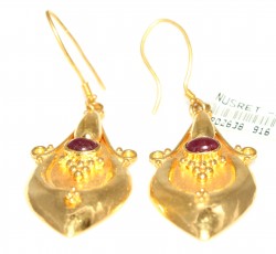 22K Gold Inlaid Model Dangle Earrings - 2