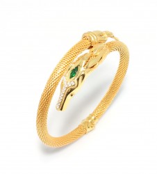 22K Gold Jessica Beaded Bangles, Horse with Emerald - Nusrettaki (1)