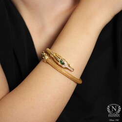 22K Gold Jessica Beaded Bangles, Horse with Emerald - Nusrettaki