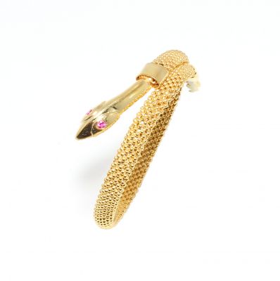 22K Gold Jessica Beaded Bangles, Snake Shaped - 2