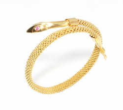 22K Gold Jessica Beaded Bangles, Snake Shaped - 3