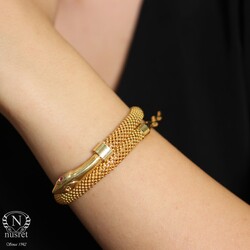 22K Gold Jessica Beaded Bangles, Snake Shaped - Nusrettaki