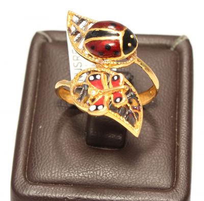 22K Gold Ladybug Design Ring - 5