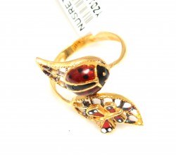 22K Gold Ladybug Design Ring - 6