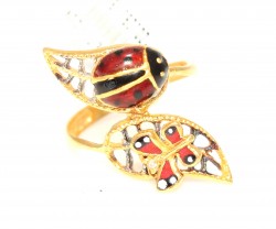 22K Gold Ladybug Design Ring - 4