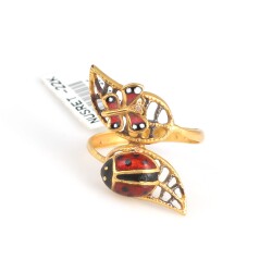22K Gold Ladybug Design Ring - Nusrettaki