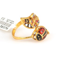 22K Gold Ladybug Design Ring - 2