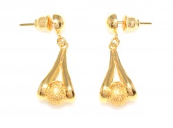 22K Gold Laser Balls Dangle Earrings - 1