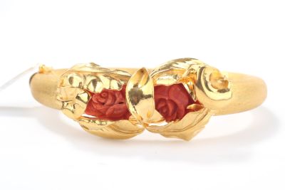 22K Gold Leaf Bracelet with Coral - 3