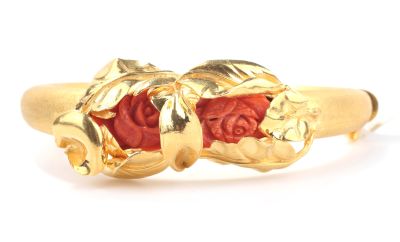 22K Gold Leaf Bracelet with Coral - 4