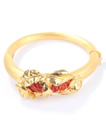 22K Gold Leaf Bracelet with Coral - 2
