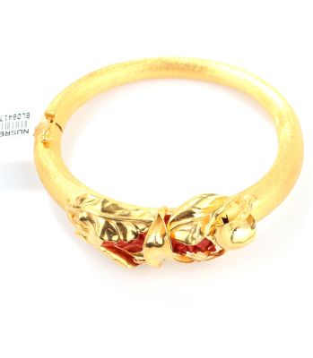 22K Gold Leaf Bracelet with Coral - 5