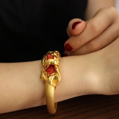 22K Gold Leaf Bracelet with Coral - 6