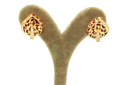 22K Gold Leaf Models Enameled Earrings - 4