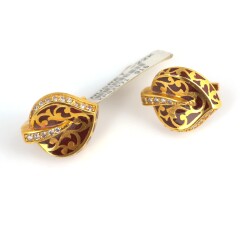 22K Gold Leaf Models Enameled Earrings - Nusrettaki (1)