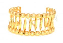 22K Gold Lines & Beads Designer Bangle Bracelet - Nusrettaki