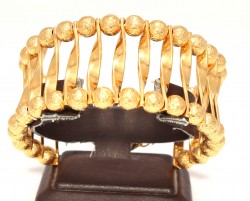 22K Gold Lines & Beads Designer Bangle Bracelet - Nusrettaki (1)
