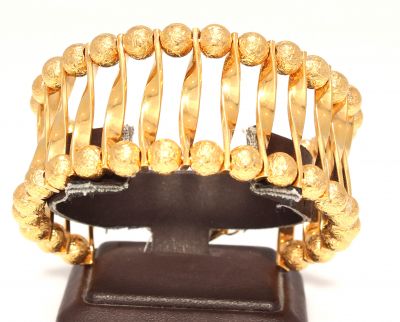22K Gold Lines & Beads Designer Bangle Bracelet - 2