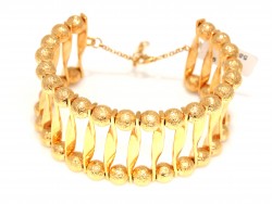 22K Gold Lines & Beads Designer Bangle Bracelet - 3