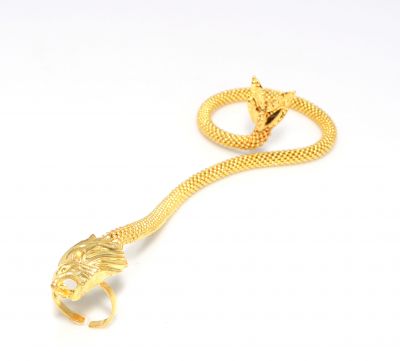 22K Gold Lion Head Design Beaded Ring Bracelet - 2