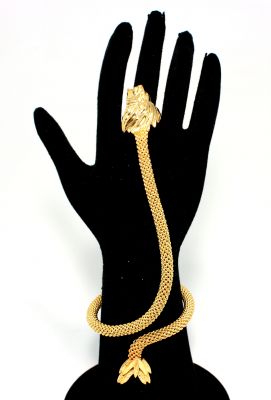 22K Gold Lion Head Design Beaded Ring Bracelet - 3