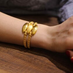 22K Gold Macaron Bangle Bracelet - 3