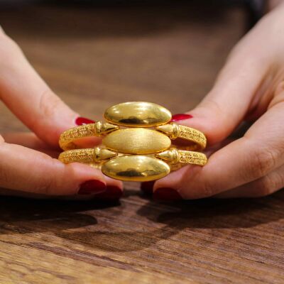 22K Gold Macaron Bangle Bracelet - 1