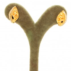 22K Gold Omega Clip Back, Flower Drop Design Handcrafted Earrings - 2