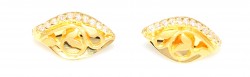 22K Gold Omega Clip Back, Flower Drop Design Handcrafted Earrings - 3