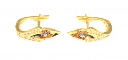 22K Gold Omega Clip Back Gemstoned Stud Earrings - 3