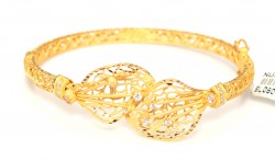 22K Gold Orchid Leaves Bangle Bracelet - 1