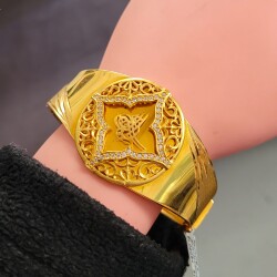 22K Gold Ottoman Emperor's Signature Design Bangle Bracelet - Nusrettaki (1)