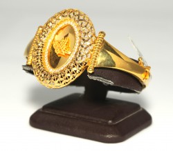 22K Gold Ottoman Signature, Diamond Lined Bangle Bracelet - 2