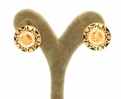 22K Gold Ottoman Signatured Enameled Stud Earrings - 3