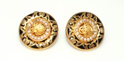 22K Gold Ottoman Signatured Enameled Stud Earrings - Nusrettaki (1)
