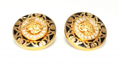 22K Gold Ottoman Signatured Enameled Stud Earrings - 4