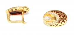 22K Gold Patterns Enameled Earrings, Clip Back - 2