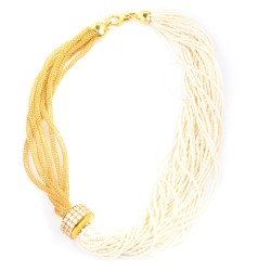 Nusrettaki - 22K Gold Pearl Foope Chain Necklace