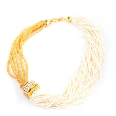 22K Gold Pearl Foope Chain Necklace - 2