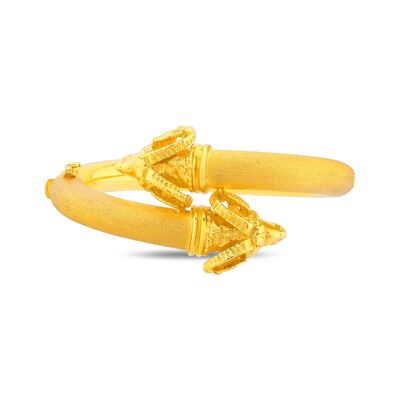 22K Gold Plain Ram's Head Bangle Bracelet - 3