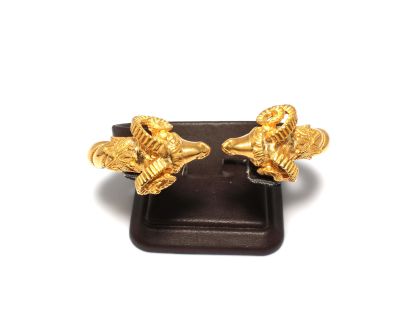 22K Gold Ram's Head Bangle Bracelet - 5