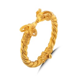 22K Gold Ram's Head Bangle Bracelet - 2