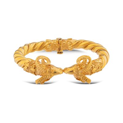 22K Gold Ram's Head Bangle Bracelet - 4