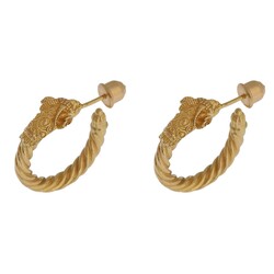 22K Gold Rams Head Hoop Earrings - 5