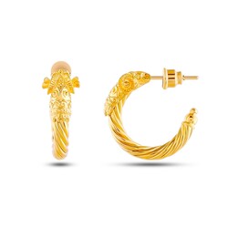 22K Gold Rams Head Hoop Earrings - 3