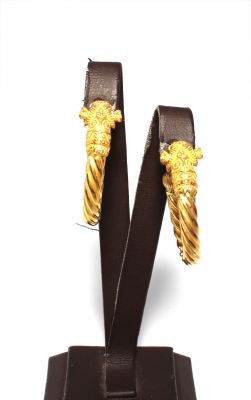 22K Gold Rams Head Hoop Earrings - 6