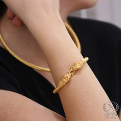 22K Gold Ram's Head Thin Bangle Bracelet - 7