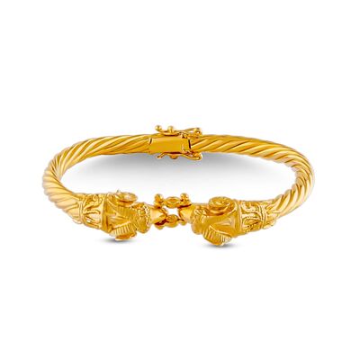 22K Gold Ram's Head Thin Bangle Bracelet - 3