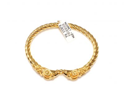 22K Gold Ram's Head Thin Bangle Bracelet - 5